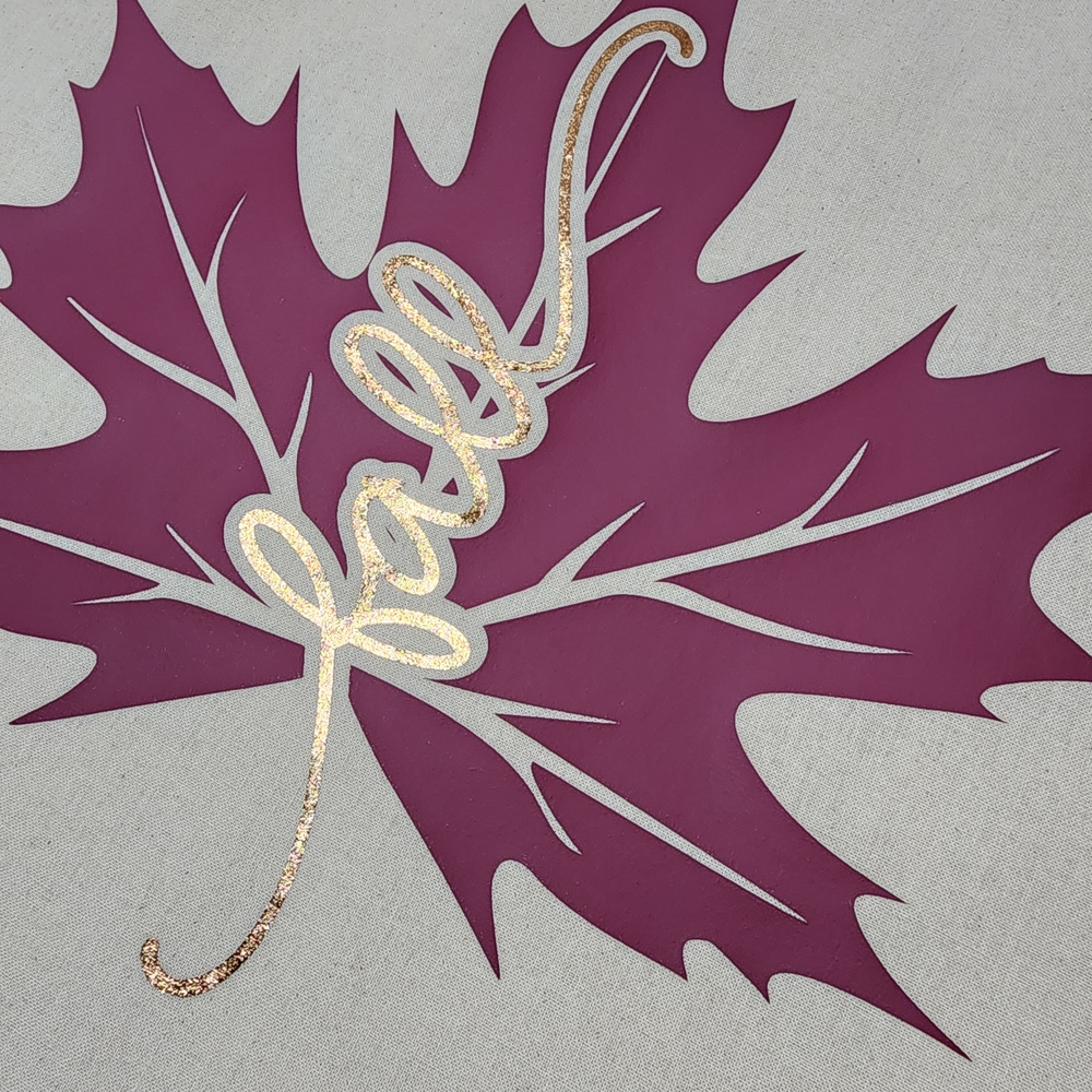 Fall Leaf Decorative Tote Bag with Gold Script